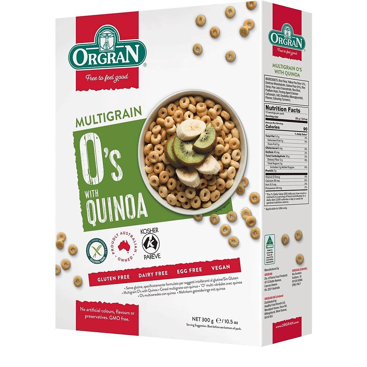 Ngũ Cốc Ăn Sáng Đa Hạt Với Diêm Mạch Hiệu Orgran 300g - Orgran Multigrain O'S With Quinoa