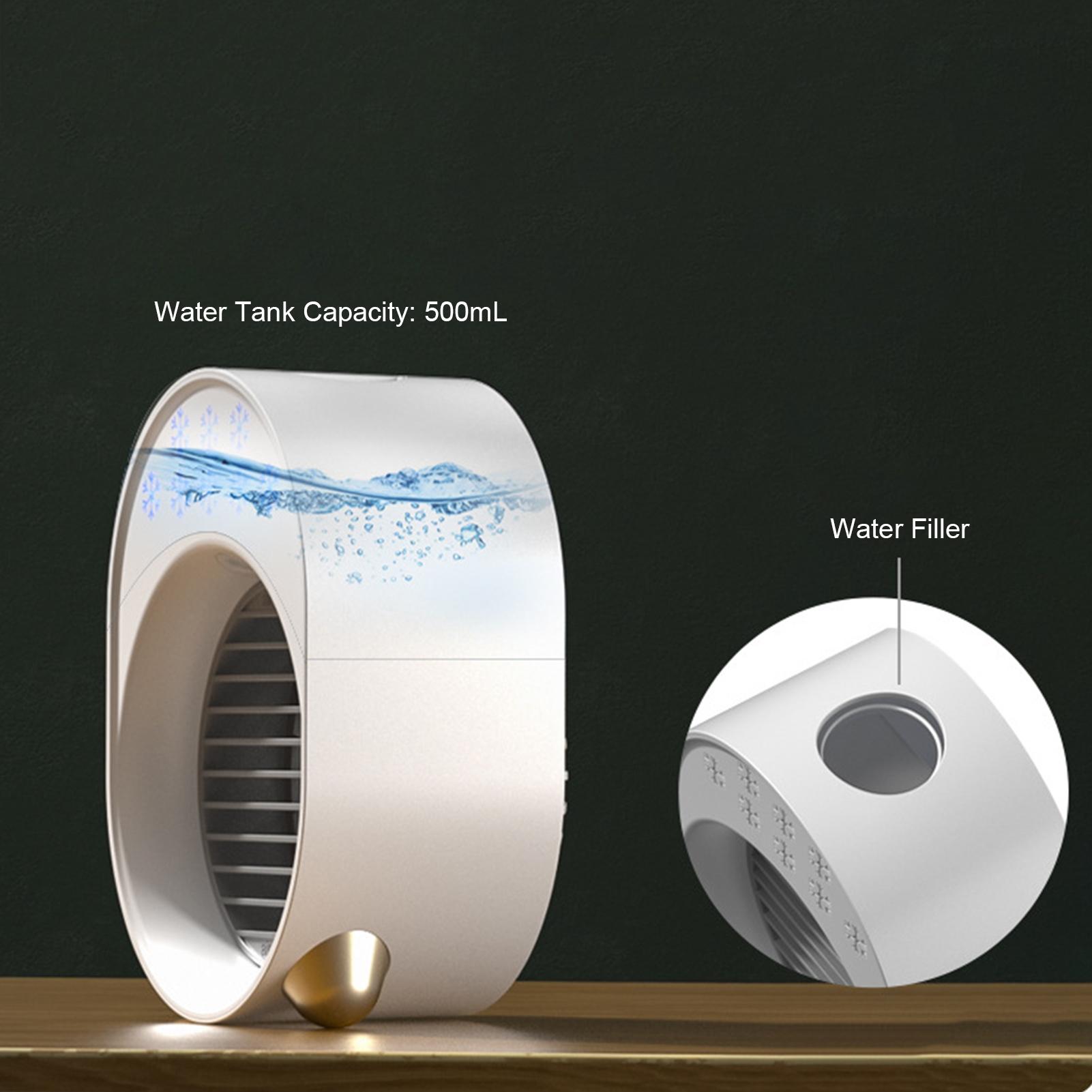 Máy làm mát phun sương 500ml có quạt điều hòan với 3 mức độ, cắm sạc USB