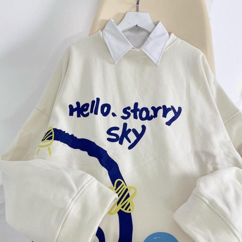 Áo sweater nỉ Hello unisex