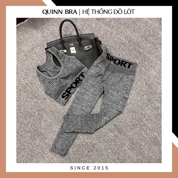 Set Bộ Đồ Tập Thể Thao Nữ Dài SPORT tập gym, yoga, boxing có đệm mút cao cấp tôn dáng QUINN BRA - Áo Lót sport, Quần Đùi