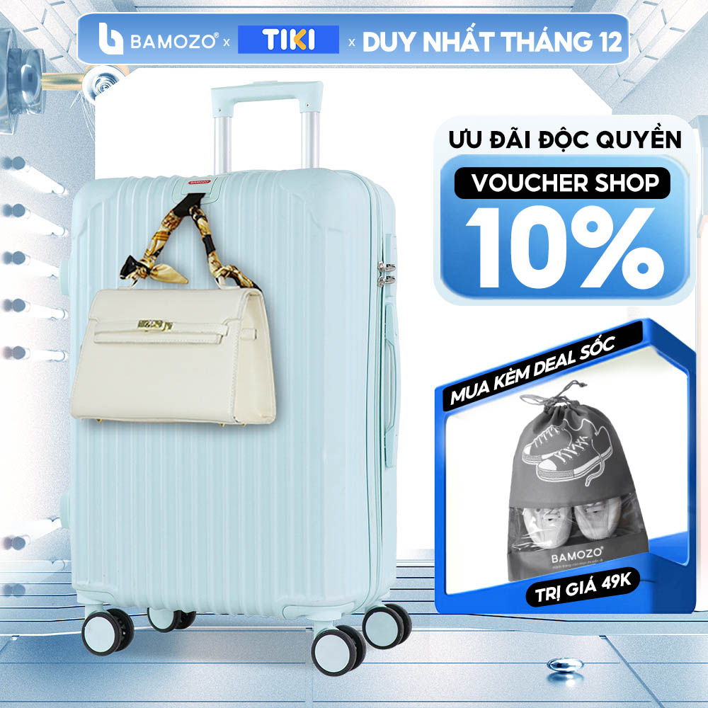 Vali Du Lịch Bamozo Cao Cấp 8801 Vali Kéo Nhựa Được Bảo Hành 5 Năm - Xanh Ngọc - Size 24