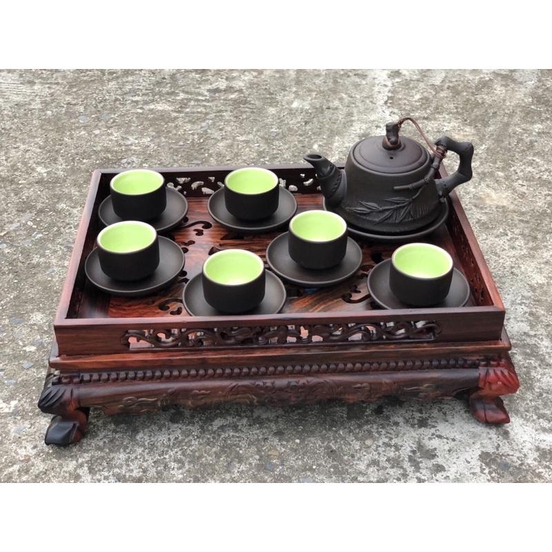 Khay trà chân quỳ gỗ trắc cao cấp