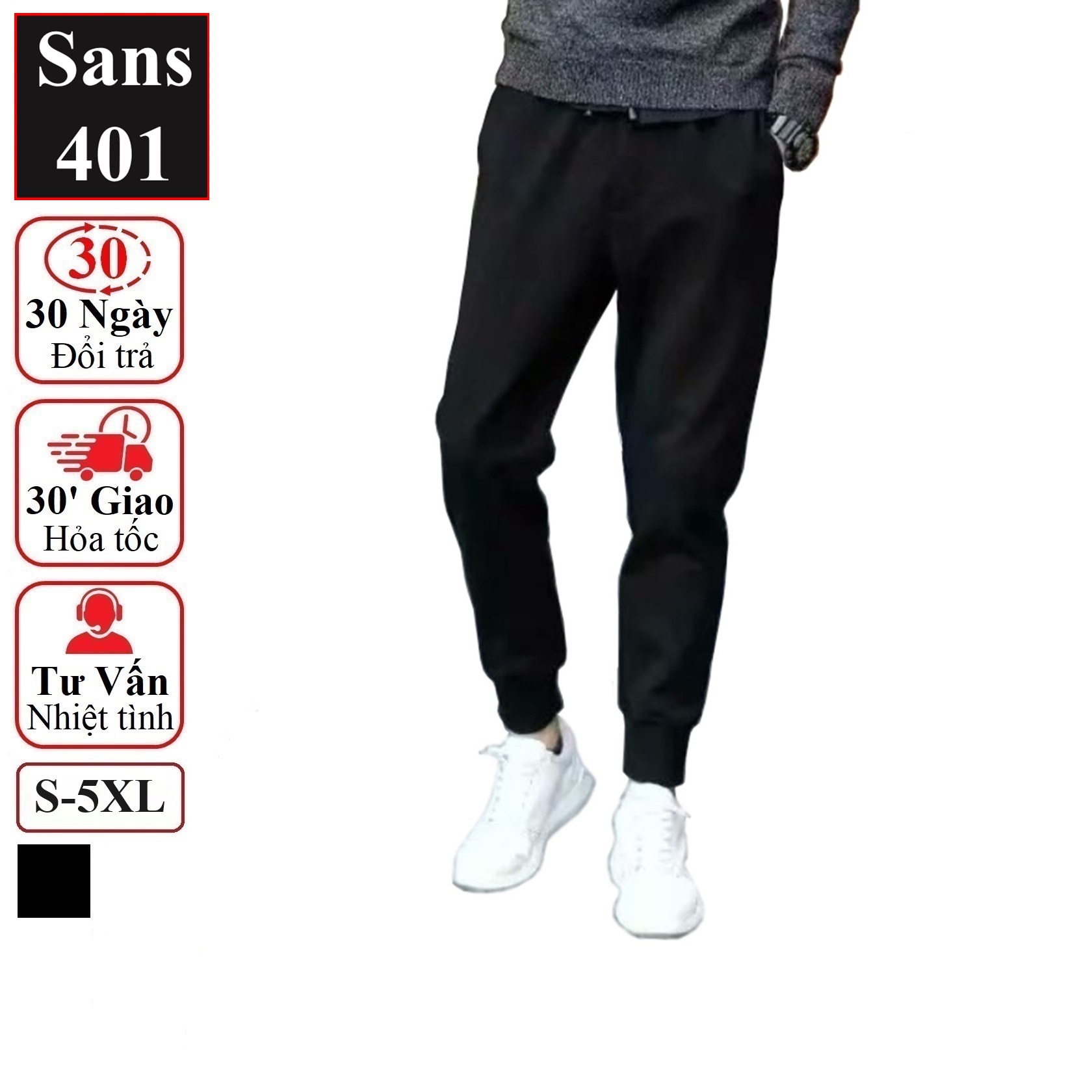 Quần thun nam dài jogger Sans401 chất vải mát co giãn thoải mái đẹp năng động thời trang cá tính giá rẻ bo ống chun