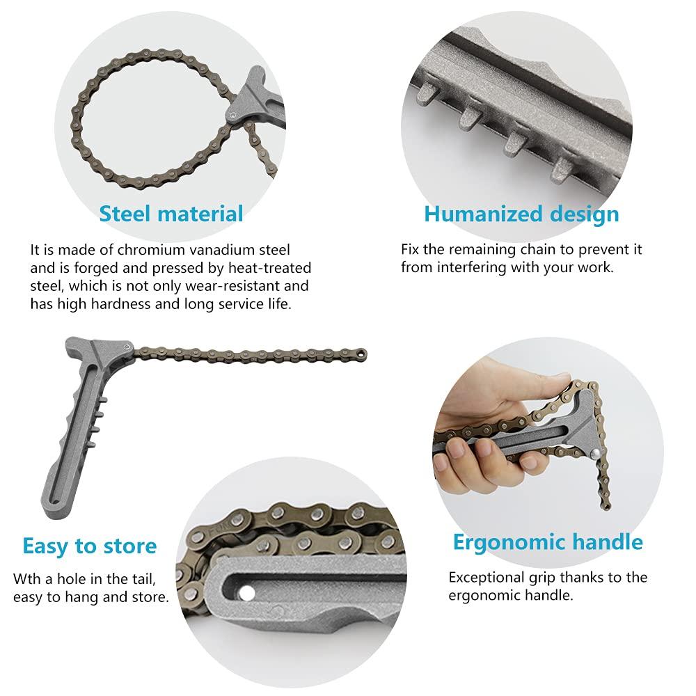 Chuỗi bộ lọc dầu khóa Công cụ Key Key Bạc Bạc Bộ lọc dầu với chuỗi 450 mm có thể điều chỉnh bộ lọc dầu bộ lọc cho xe/bộ lọc mở/ống