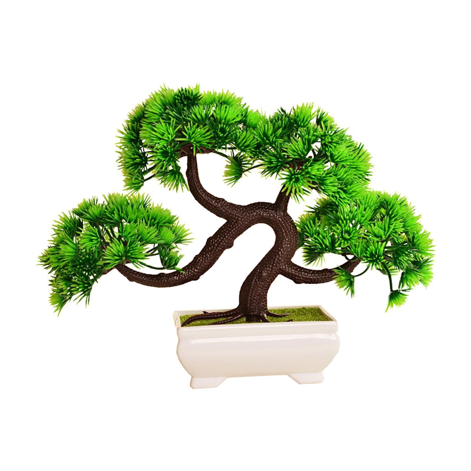 Artificial Bonsai Tree Greenery Faux Potted Plant for Home Office Table