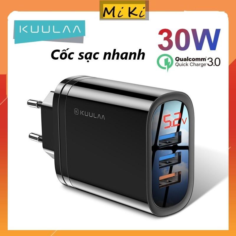 Cốc Sạc Nhanh 3 Cổng USB Chính Hãng KuuLaa (30W)