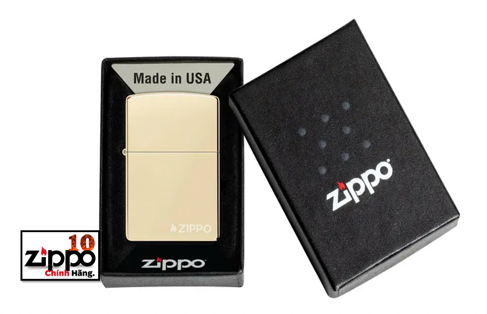 Zippo 46682ZL Classic Champagne Zippo Logo - Chính hãng 100%