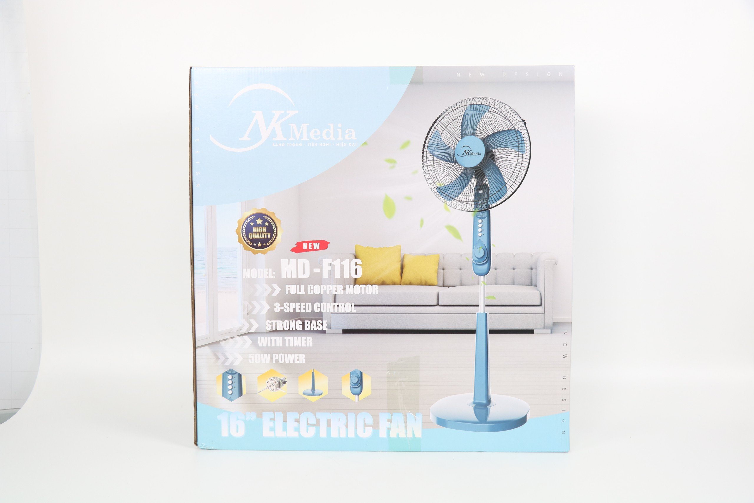 Quạt Đứng NK Media 5 Cánh MD-F116 Công Suất 50W Sải Cánh 16 inch (400mm) Chiều Cao 1350mm - Màu Ngẫu Nhiên - Hàng Chính Hãng