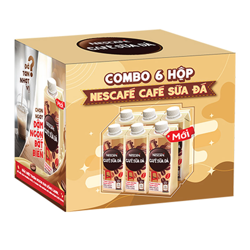 [MUA 1 TẶNG 1 - Cà phê uống liền vị Latte lốc 6 hộp] Cà phê uống liền NESCAFÉ - CÀ PHÊ SỮA ĐÁ - lốc 6 hộp x 180ml