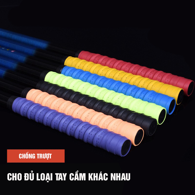 Quấn cán vợt Tennis, Cầu lông có gân chống xoay vợt, thấm hút mồ hôi Minh House