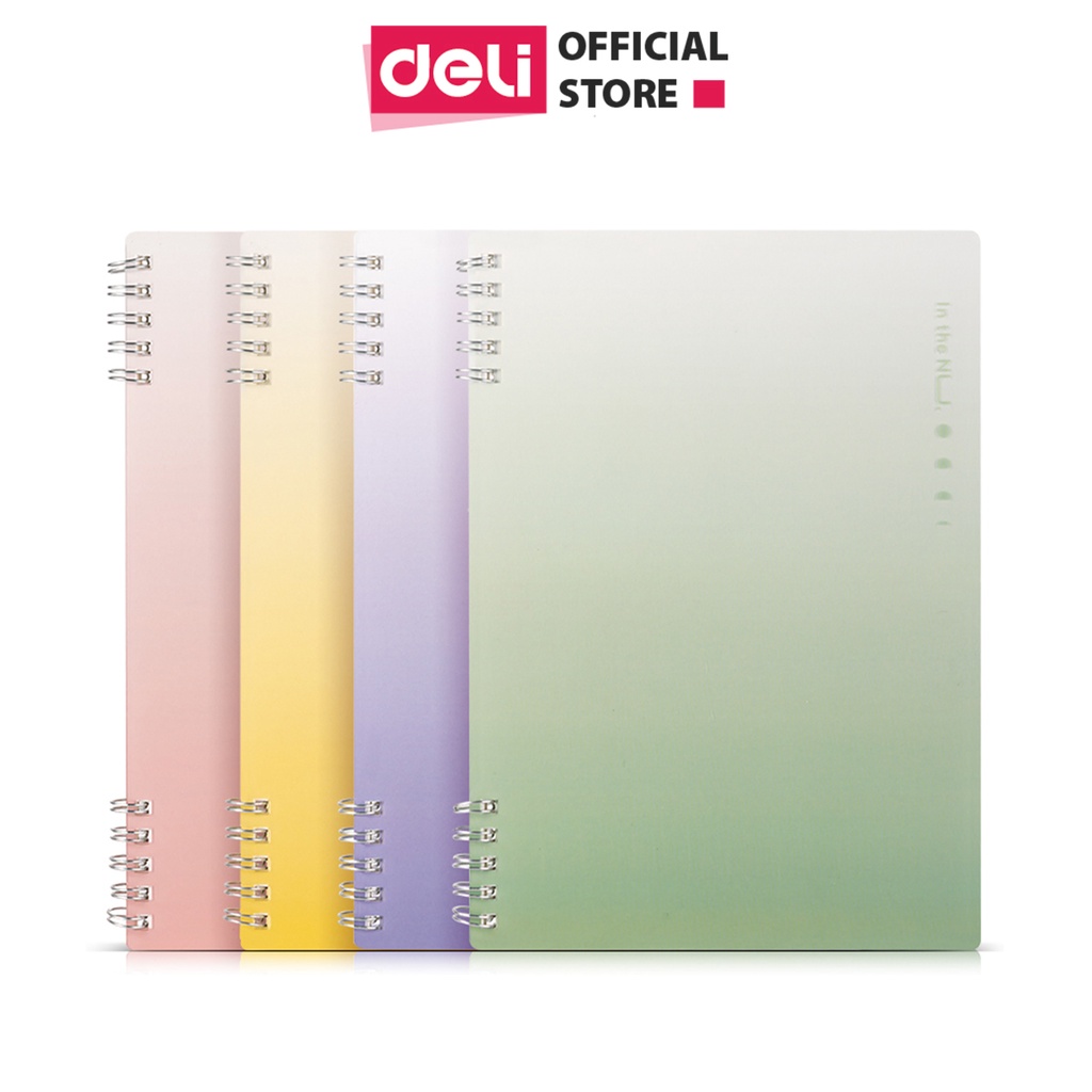 Sổ còng bìa nhựa PP Cao cấp NUsign Deli- 60 trang A5 - 4 màu bìa pastel trendy - phù hợp làm planner, tập vở học sinh, sổ tay, sổ ghi chép