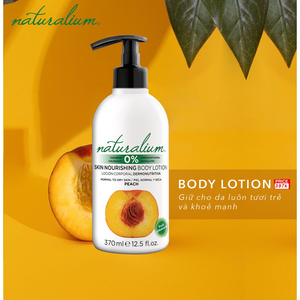 Sữa dưỡng thể NATURALIUM Skin Body Lotion hương đào 370ml loại bỏ tế bào chết, se khít lỗ chân lông &amp; chống kích ứng da