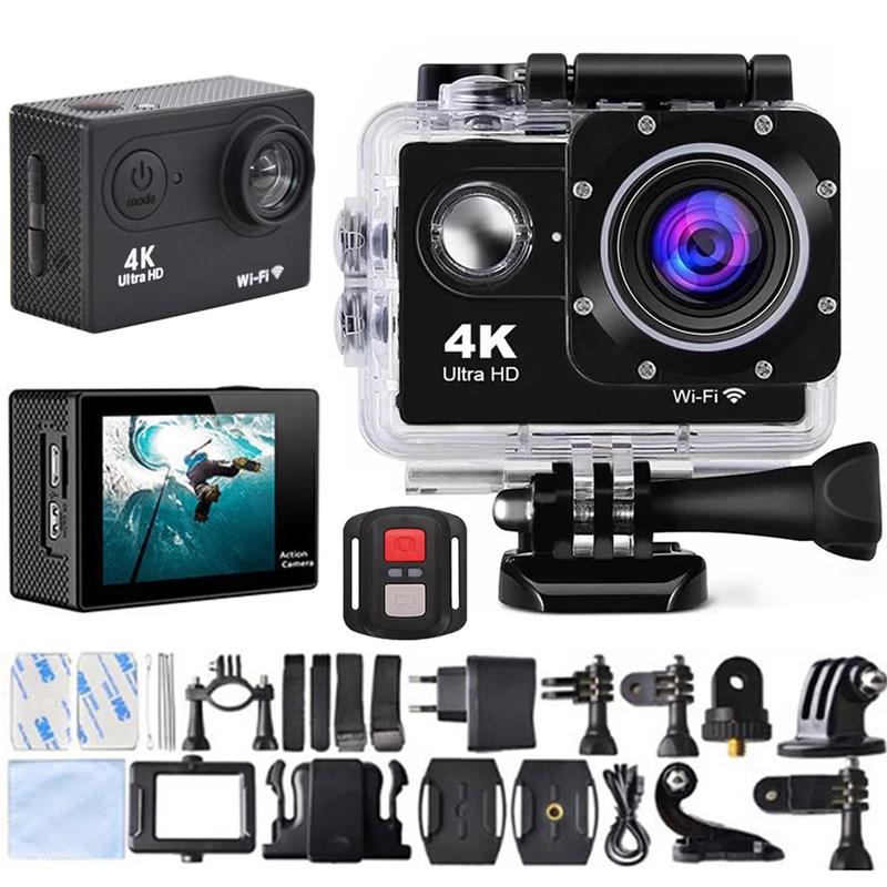Camera hành động mini 4K Ultra HD 30fps/170d Waterproof Water Video Ghi máy ảnh thể thao Máy ảnh thể thao 2.0 Điều khiển từ xa màn hình