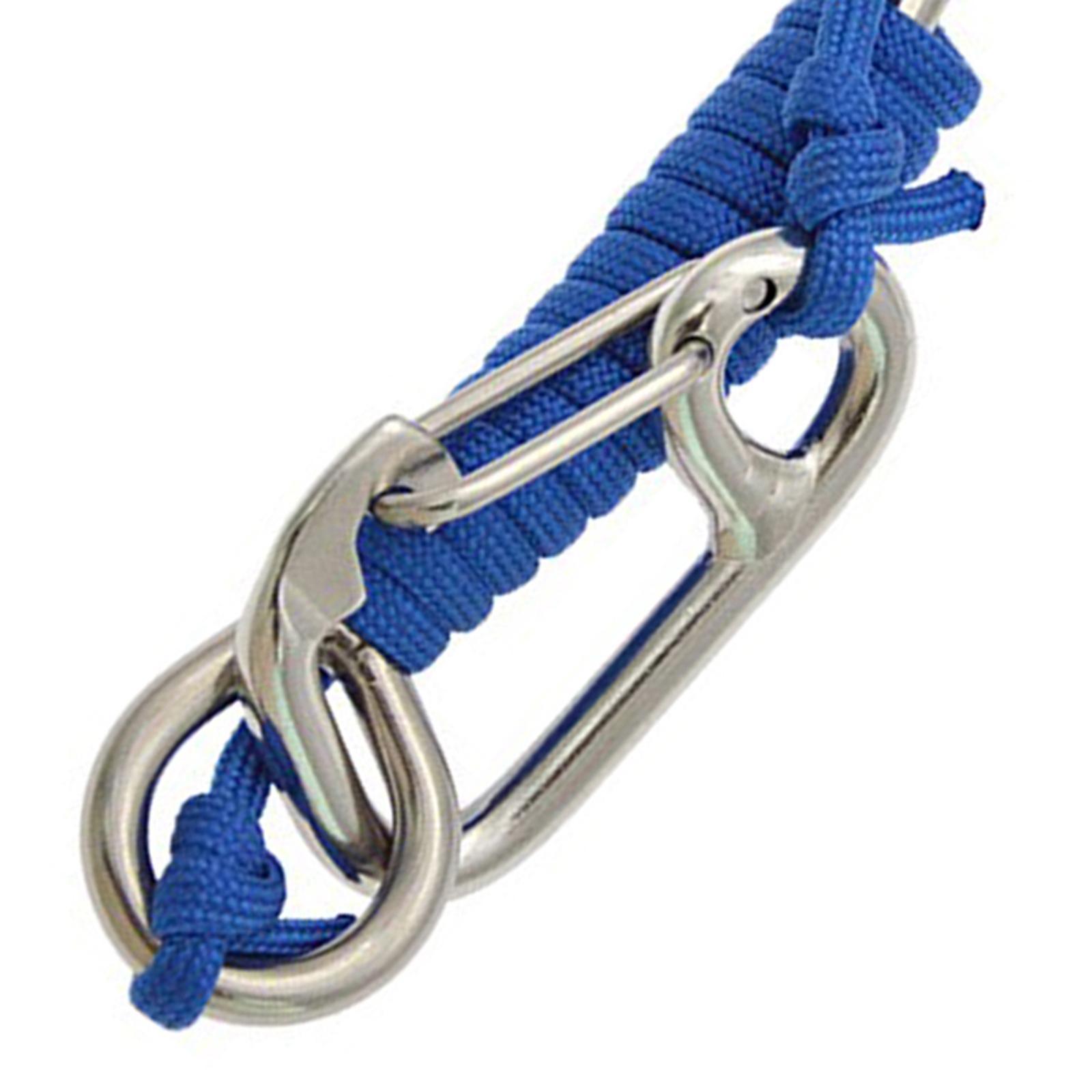 Diving Hook Stainless Steel Double Hook with Spiral Coil Lanyard and Quick Release Buckle