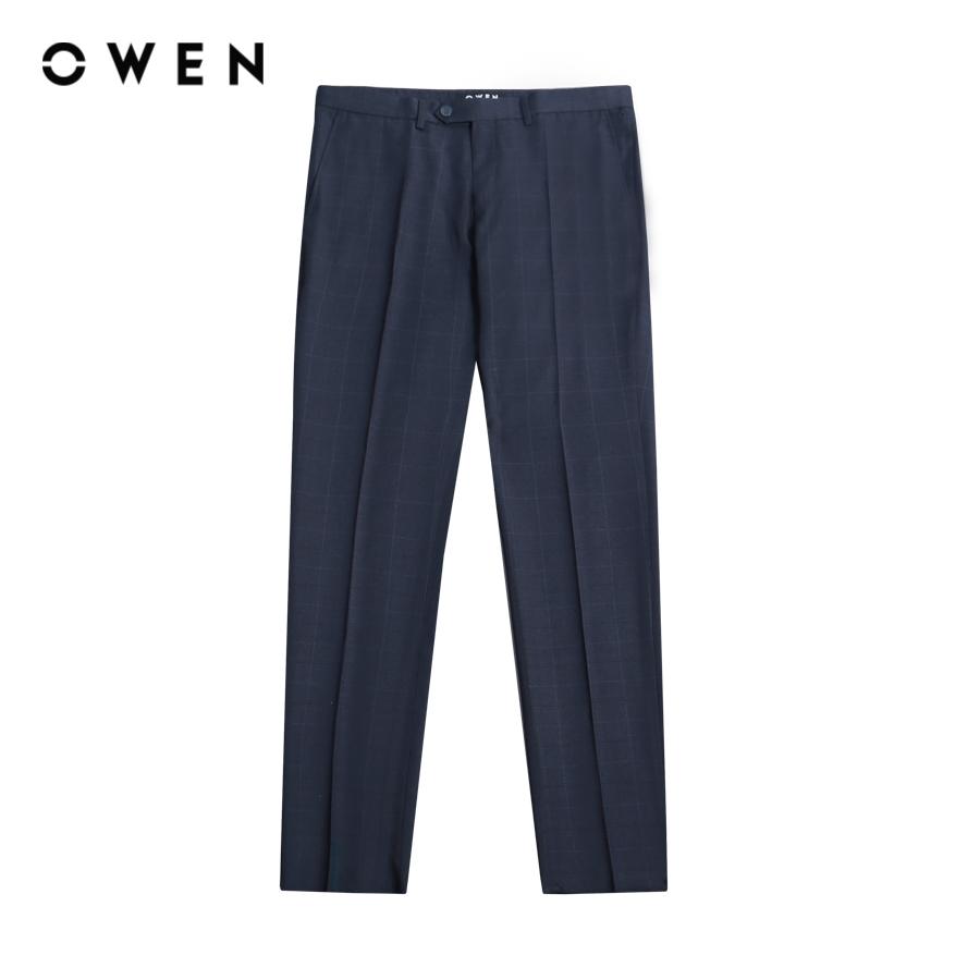 OWEN - Quần tây nam màu Đen chất liệu Nano form Trendy Kẻ nhuyễn/kẻ nhỏ/dobby/kẻ chìm Nano QD220687
