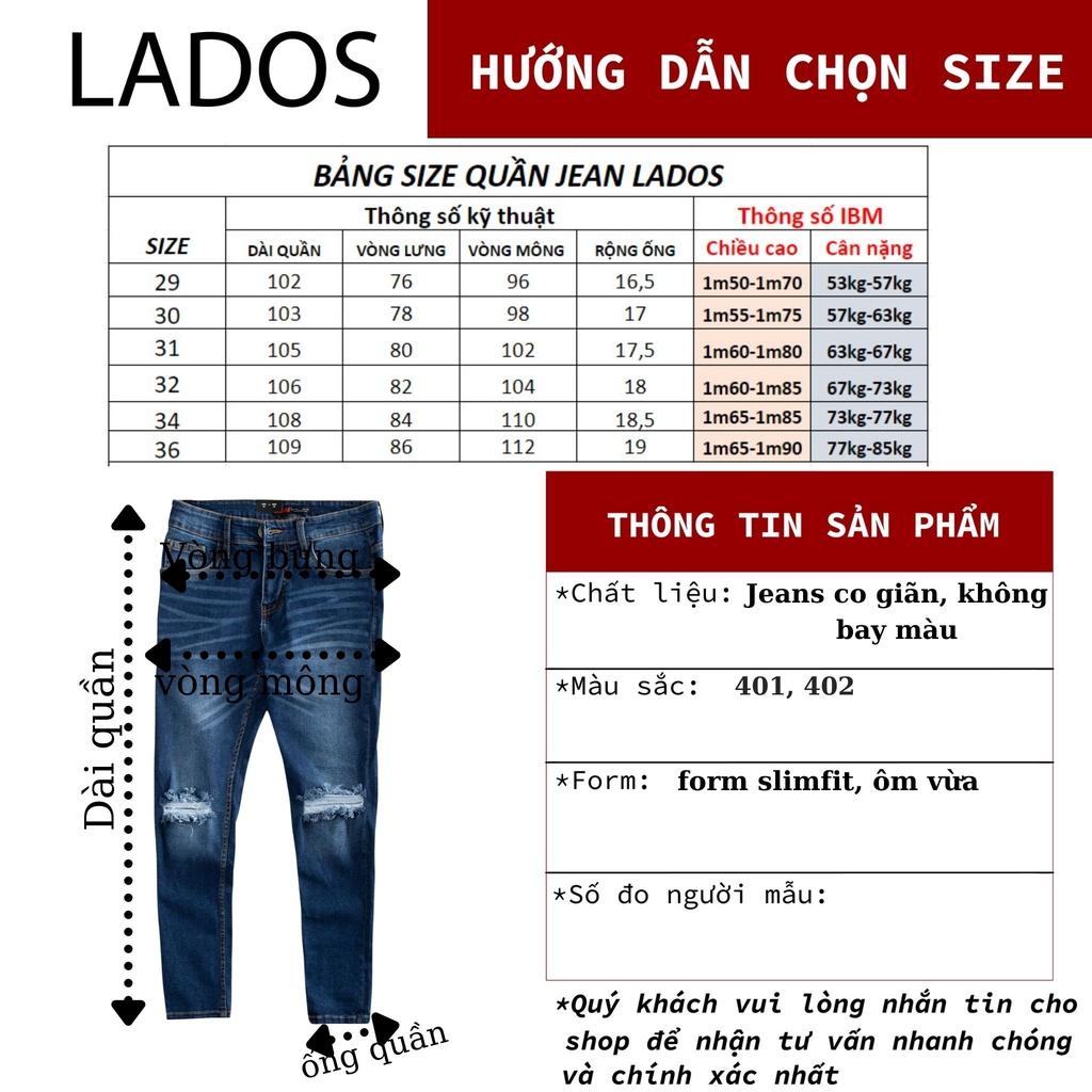 Quần jean nam cao cấp form đẹp,rách gối LADOS-4073 không xù lông, bay màu