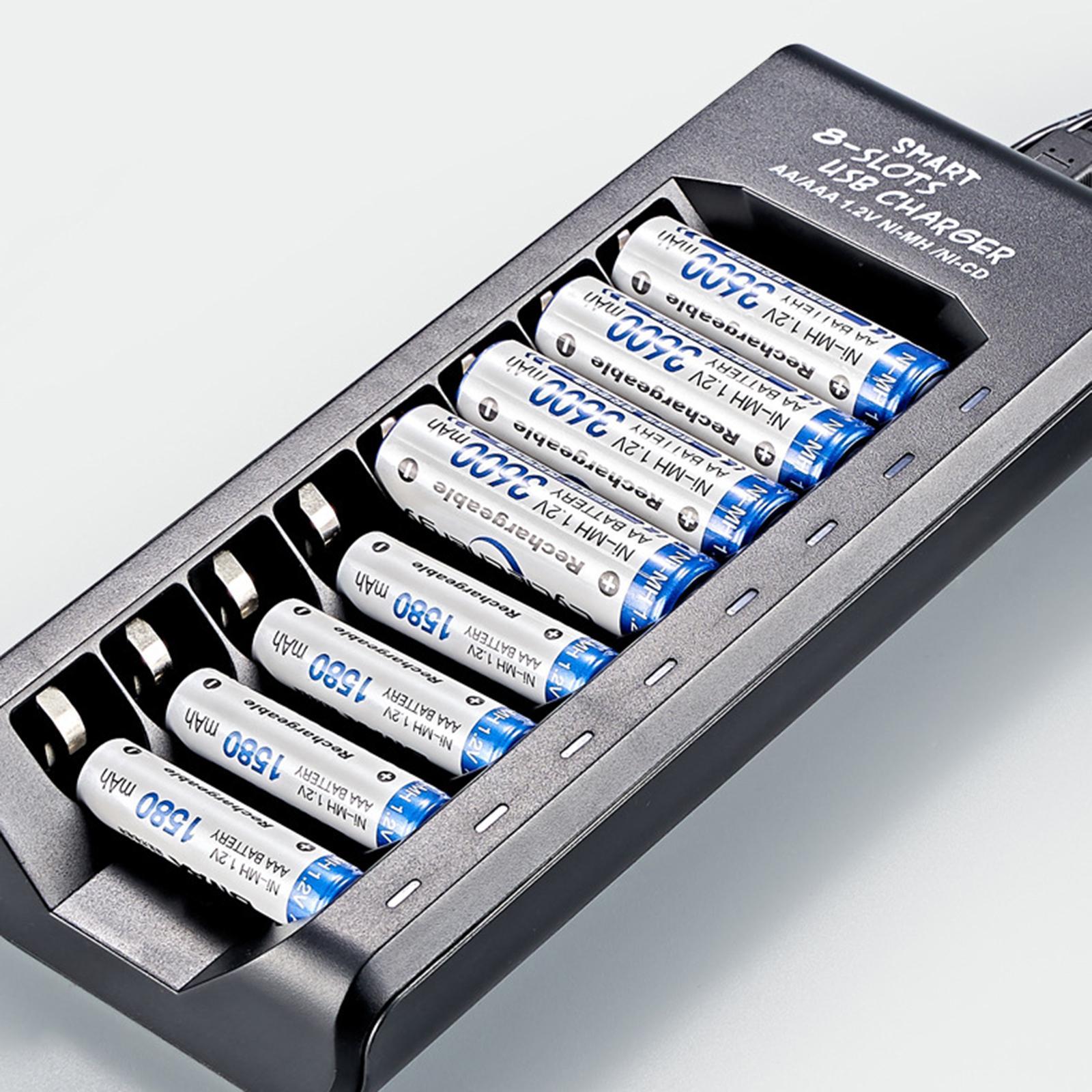 8-slot 1.2V AA/AAA Battery Rechargeable USB Charger
