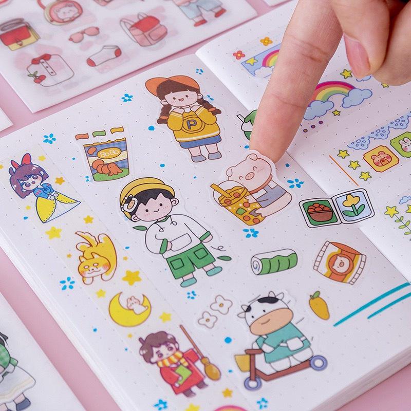 Set 4 tấm Sticker cute dễ thương, hình dán cute sticker trang trí sổ đáng yêu giá rẻ