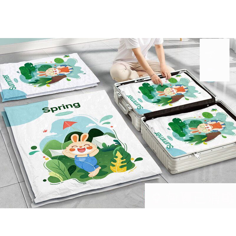 Combo 09 Túi hút chân không đựng chăn, quần áo, ga gối hình thỏ mùa xuân