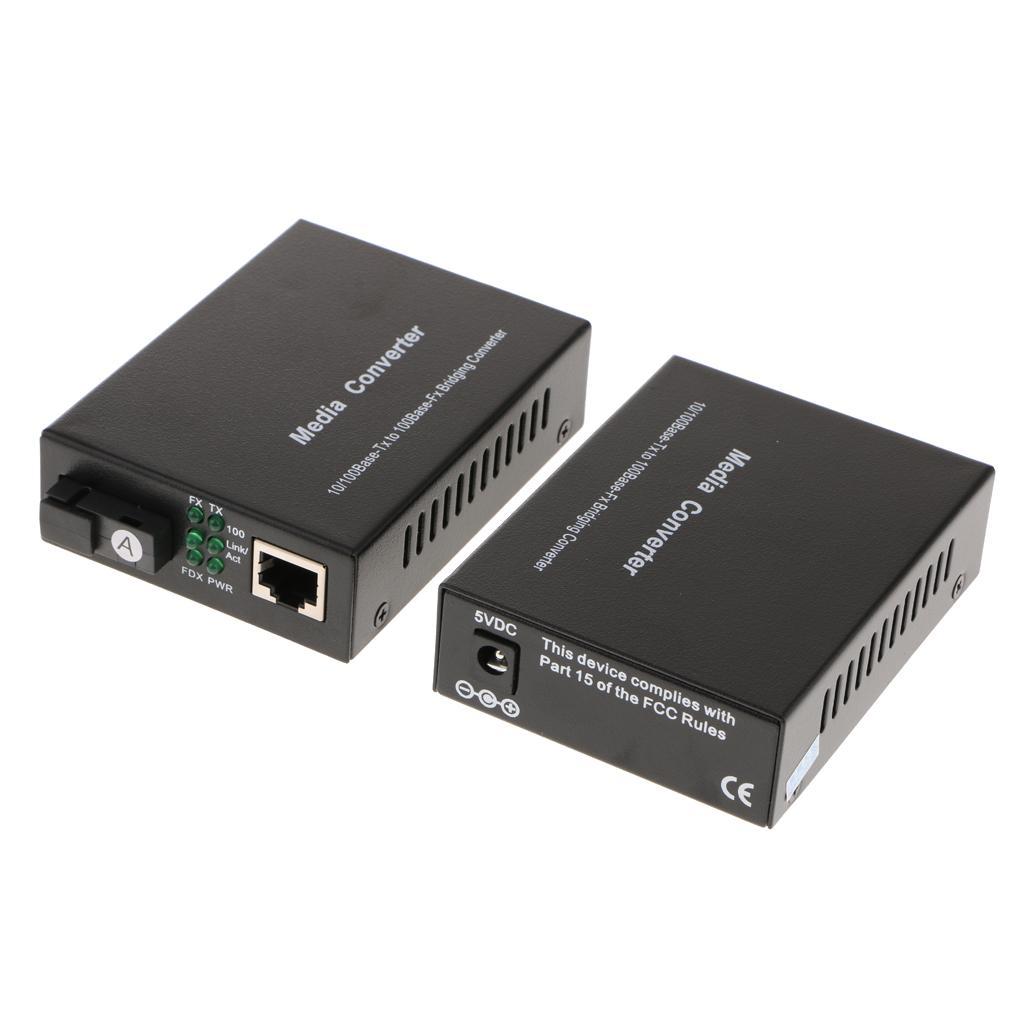 10/100Mbs Ethernet Media Converter Bi-Directional Single SC Fiber EU