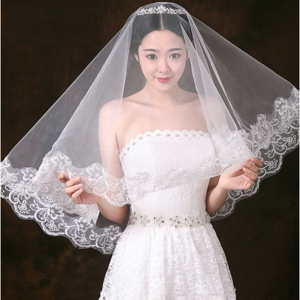 Voan Cô Dâu 1 Lớp Viền Ren Thêu, Chất Liệu Mềm Mịn, Thướt Tha, Tùy Chọn 2 Màu Thời Trang, 3 độ dài khác nhau Dễ Kết Hợp Với Các KiểuTrang Phục Cưới Hoặc Tham Gia Sự Kiện, Chụp Ảnh, Cài Tóc Đẹp Tạo Phong Cách Tự Tin, Thướt Tha, Quyến Rũ, Tôn Lên Các Nét Đẹp, Che Đi Khuyết Điểm