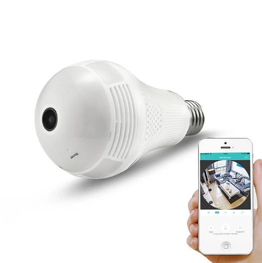 Camera IP WIFI ICSEE 2.0 Megapixel Tích Hợp Bóng Đèn Led Sáng - Quan Sát Toàn Cảnh 360° - Không Có Góc Khuất - Đàm Thoại 2 chiều