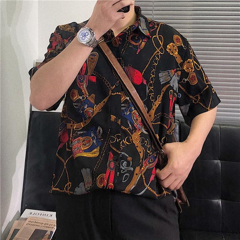 Áo sơ mi nam tay ngắn in họa tiết thời trang