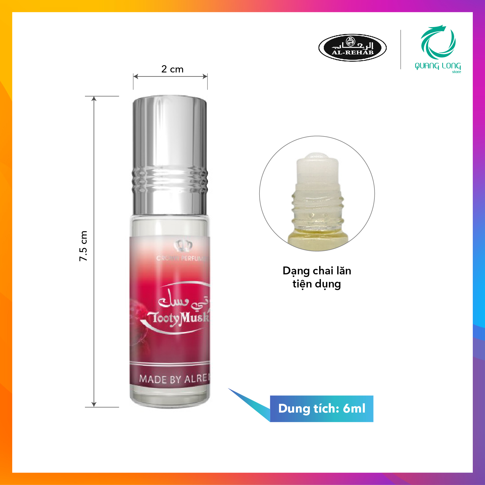 Tinh dầu nước hoa Dubai_ TOOTY MUSK Al-Rehab_ NỮ (Hàng chính hãng)