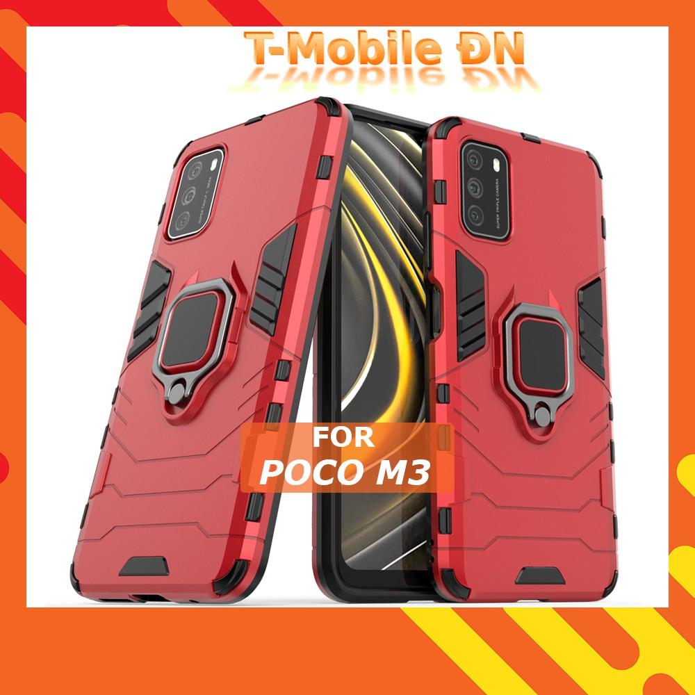 Ốp lưng cho Xiaomi Poco M3 iron man chống sốc kèm nhẫn xoay chống xem video bảo vệ camera