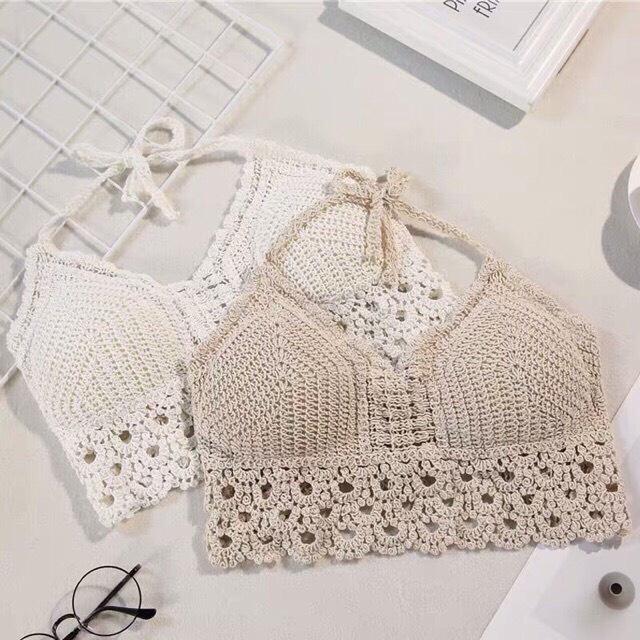 Áo ngực bikini móc len đi biển