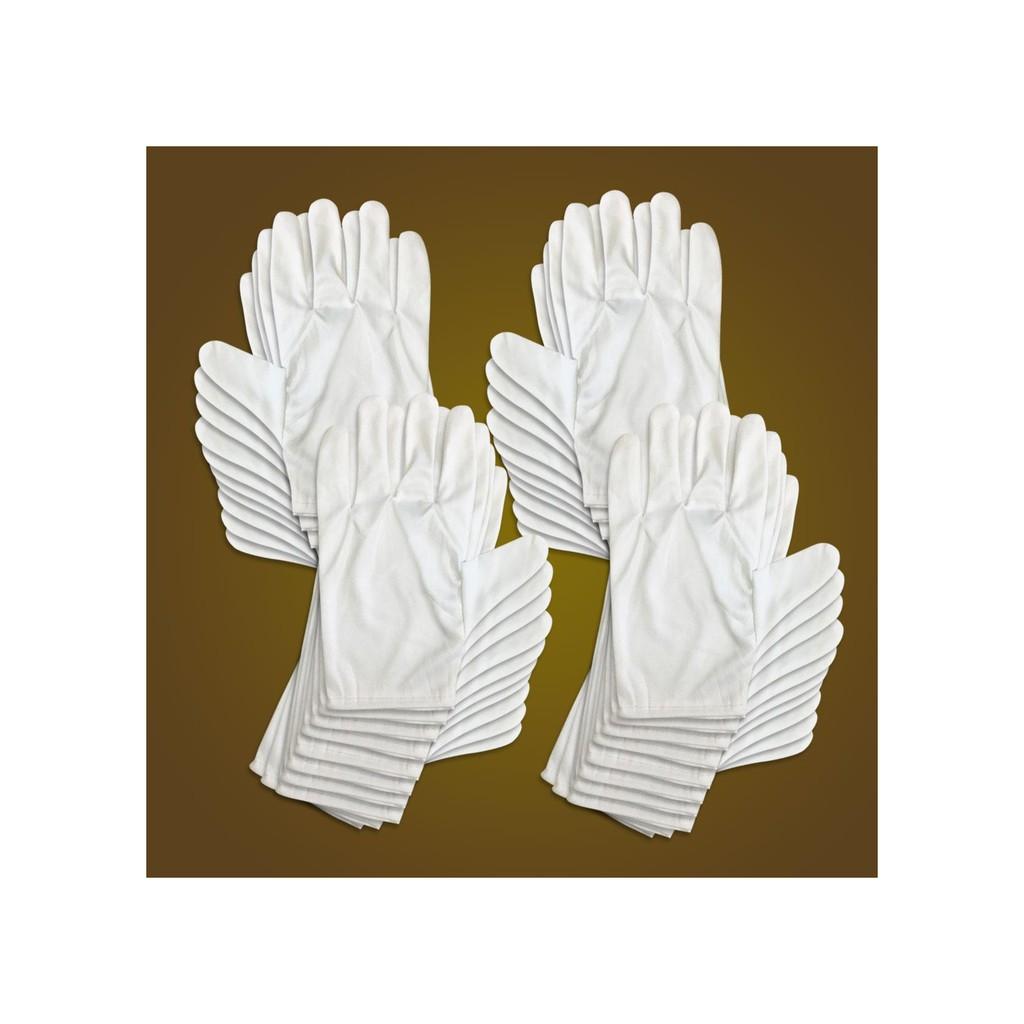 Bao tay trắng vải cotton 2 chiều (vải sẹc) cho lễ tân, bảo vệ, duyệt binh (100 đôi)