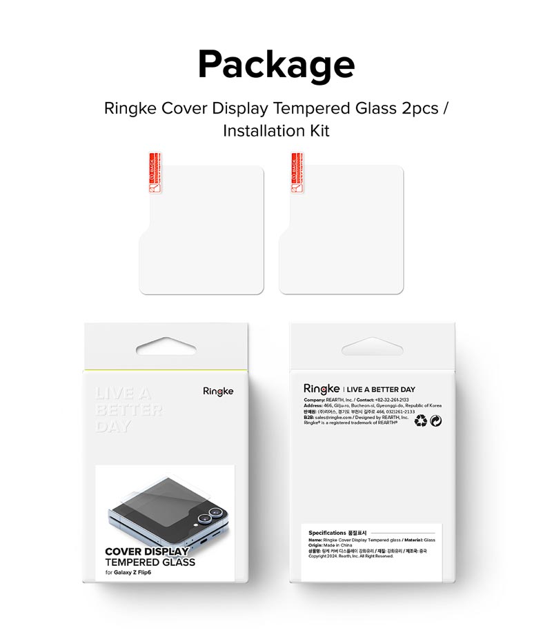 Bộ 2 Miếng Dán cường lực Ringke cho Samsung Galaxy Z Flip 6 RINGKE Cover Display Tempered Glass (Màn hình ngoài)_ Hàng chính hãng