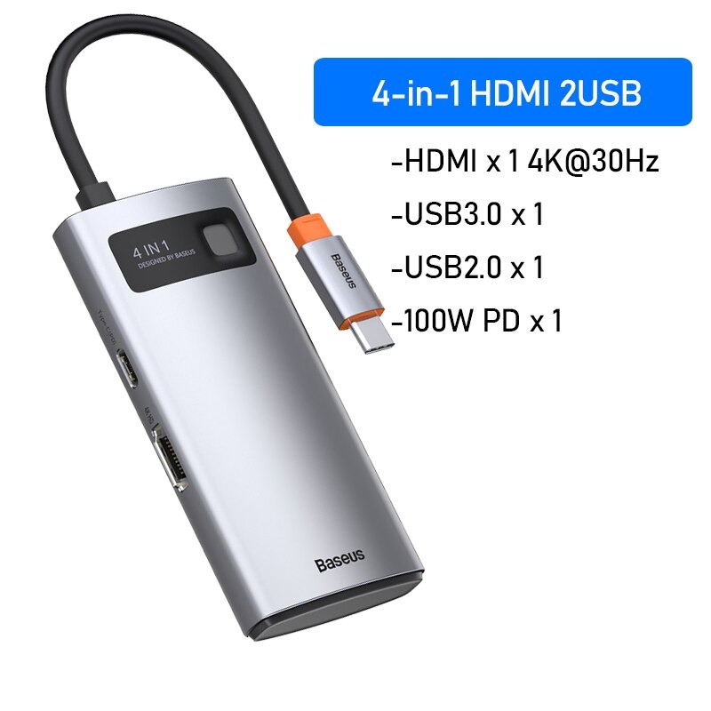Hình ảnh (Hàng chính hãng) Hub chuyển đổi đa năng Baseus Type-C - HDMI, USB, RJ45, SD, TF,... dành cho Macbook, Notebook, Laptop,... 