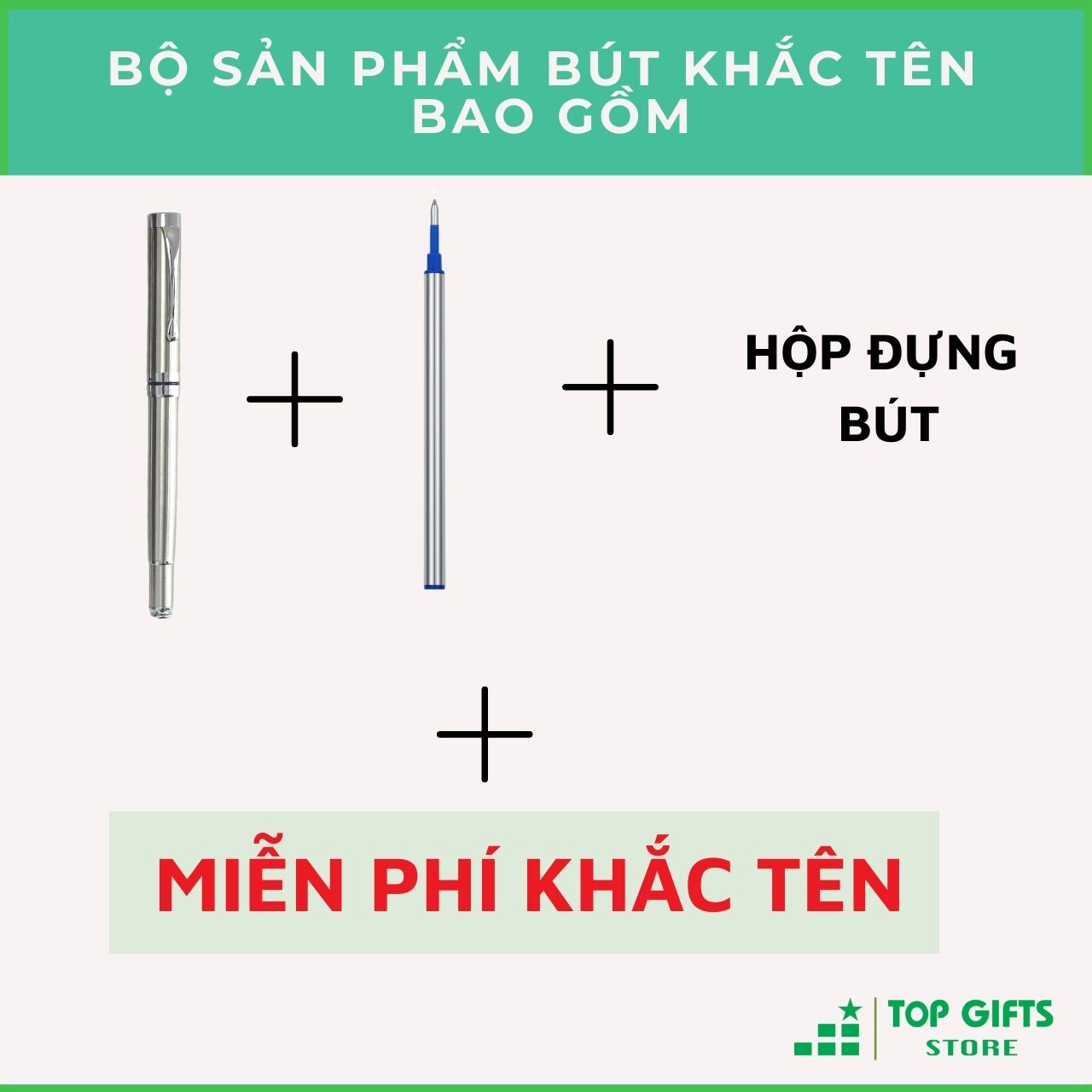 Bút ký khắc tên nắp BẠC PB027 ngòi 0.5mm| Quà tặng sinh nhật sếp + Ruột bút + Hộp đựng