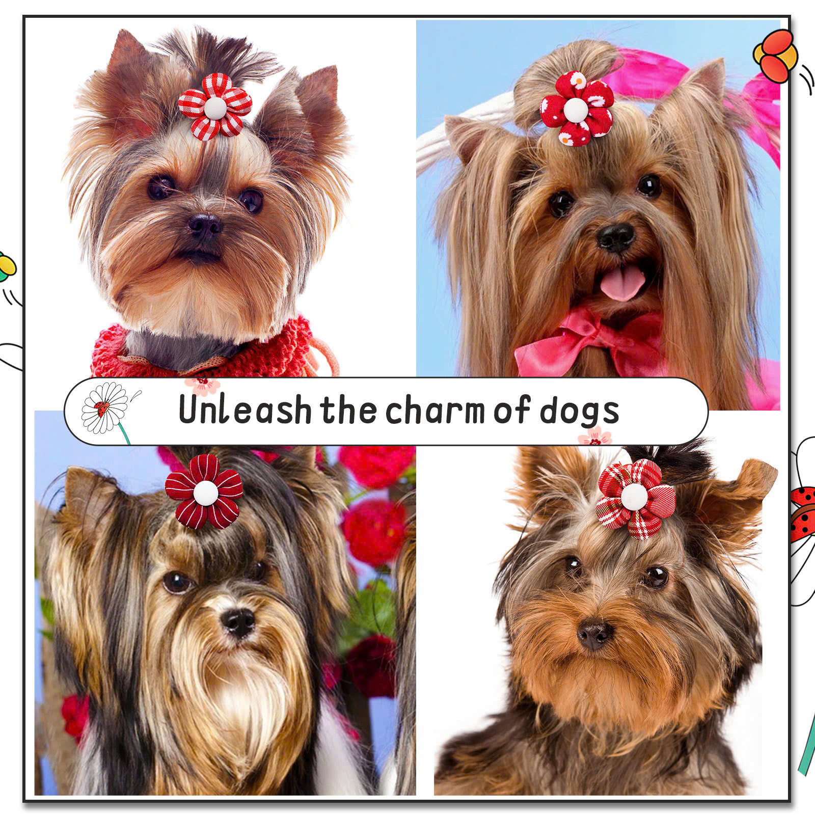 NƠ KẸP TÓC CÀI TÓC THỜI TRANG DỄ THƯƠNG HOA ĐỎ CÀI ĐẦU MÃ 29 CHO THÚ CƯNG CHÓ MÈO