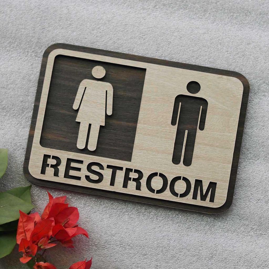 Bảng Restroom Gỗ dán tường LEVU TL01