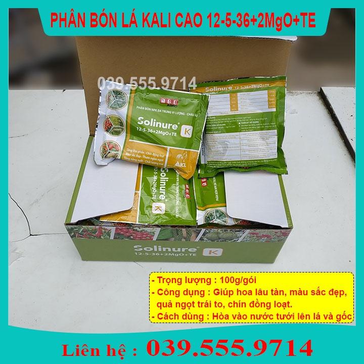 Phân Bón  Kali Cao 12-5-36+2MgO+TE ( 100gram)- Kali Trắng tăng khả năng thụ phấn chống rụng quả