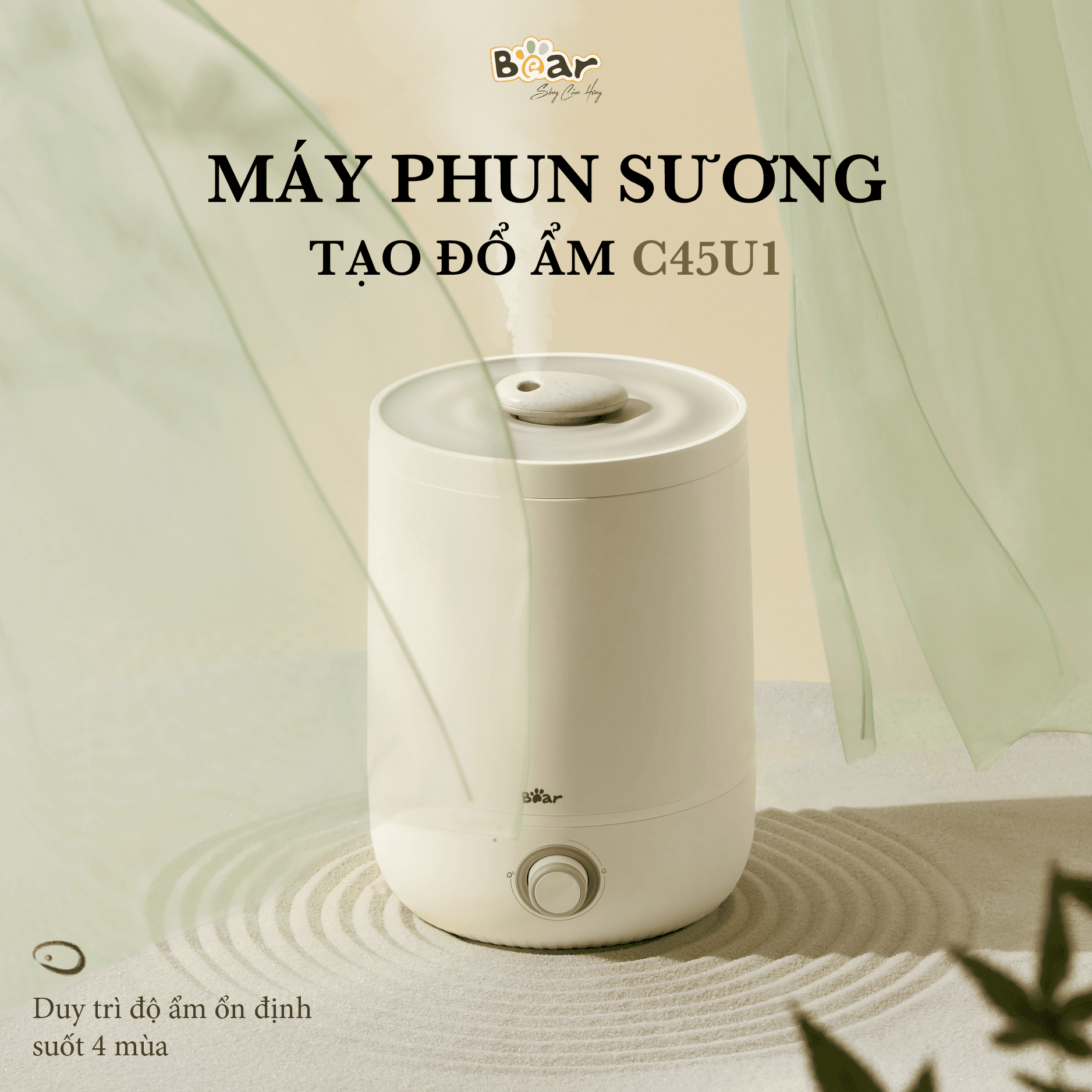 Máy Phun Sương Tạo Ẩm BEAR JSQ-C45U1 Dung Tích 4.5 Lít Công Suất 30 W - Hàng Chính Hãng