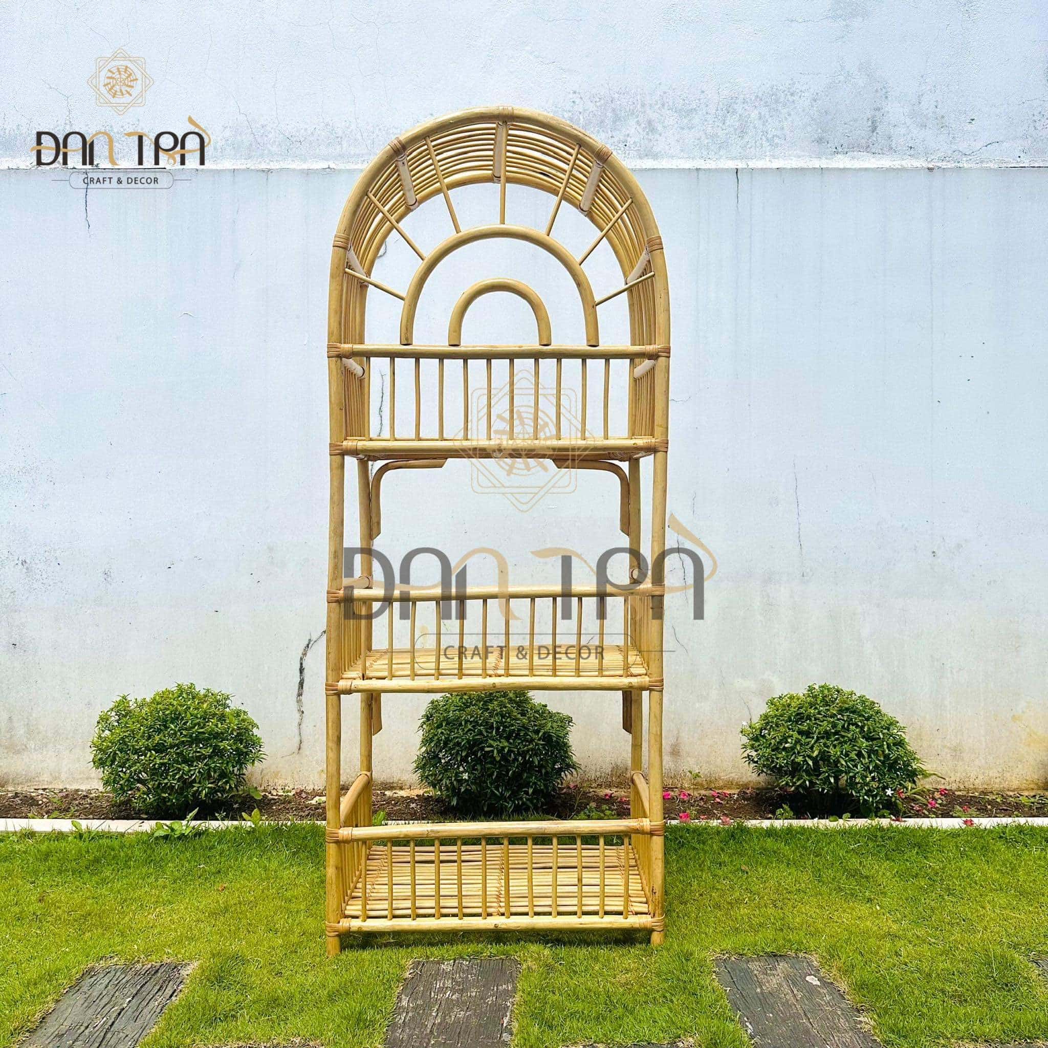 Kệ Mây Vòm Size 1m6 -Kệ Mây Decor Phòng- Kệ Mây Tia Nắng Đan Trà- Nội Thất Mây Tre Đan- Đồ Trang trí Bằng Mây Tre