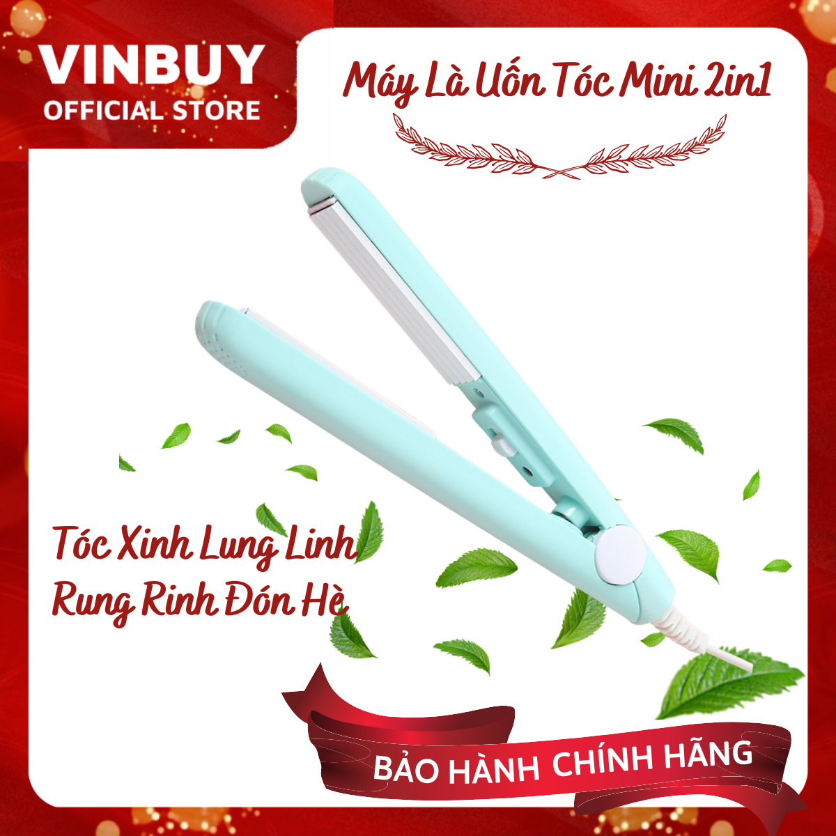 Máy Uốn, Duỗi, Ép Tóc Mini Cao Cấp – Máy Uốn Ép Là Tóc Đa Năng 2 trong 1 Tiện Lợi, Bàn Kẹp To An Toàn Dễ Dàng Sử Dụng – Hàng Chính Hãng VinBuy