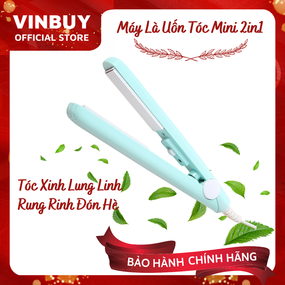 Máy Uốn, Duỗi, Ép Tóc Mini Cao Cấp – Máy Uốn Ép Là Tóc Đa Năng 2 trong 1 Tiện Lợi, Bàn Kẹp To An Toàn Dễ Dàng Sử Dụng (Tự Chọn Màu Sắc) – Hàng Chính Hãng VinBuy 