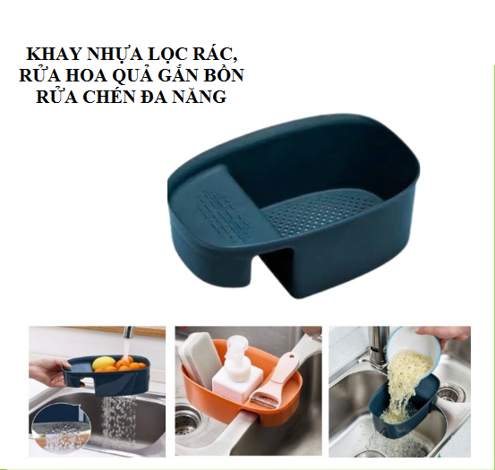 Khay Lọc Rác, Đựng Giẻ, Xà Phòng Đa Năng, Khay Nhựa Đựng Rau Củ, Hoa Quả Gắn Bồn Rủa Chén, Rổ Lọc Thức Ăn Thừa Siêu Tiện Dụng-Khayraucu - Loại Tốt