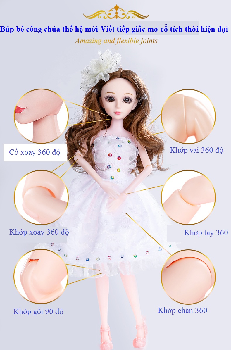 Búp bê Barbie cao cấp thế hệ mới-40cm