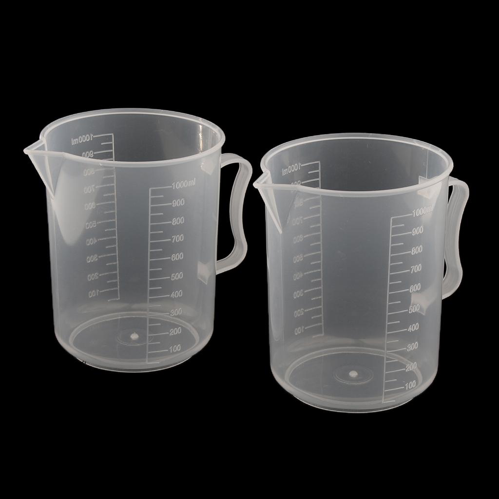 2 Mảnh 1000ml Nhựa Rõ Ràng Tốt Nghiệp Cốc đo Lường Chất Lỏng Ly Có Tay Cầm