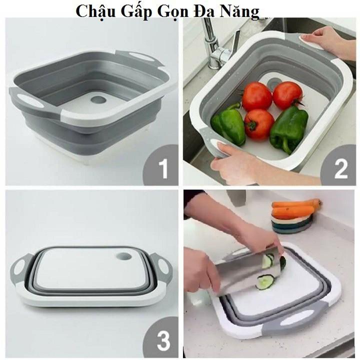 Chậu Gấp Đa Năng - Kiêm Thớt - Rổ Đựng Cao Cấp Tiện Ích br00399