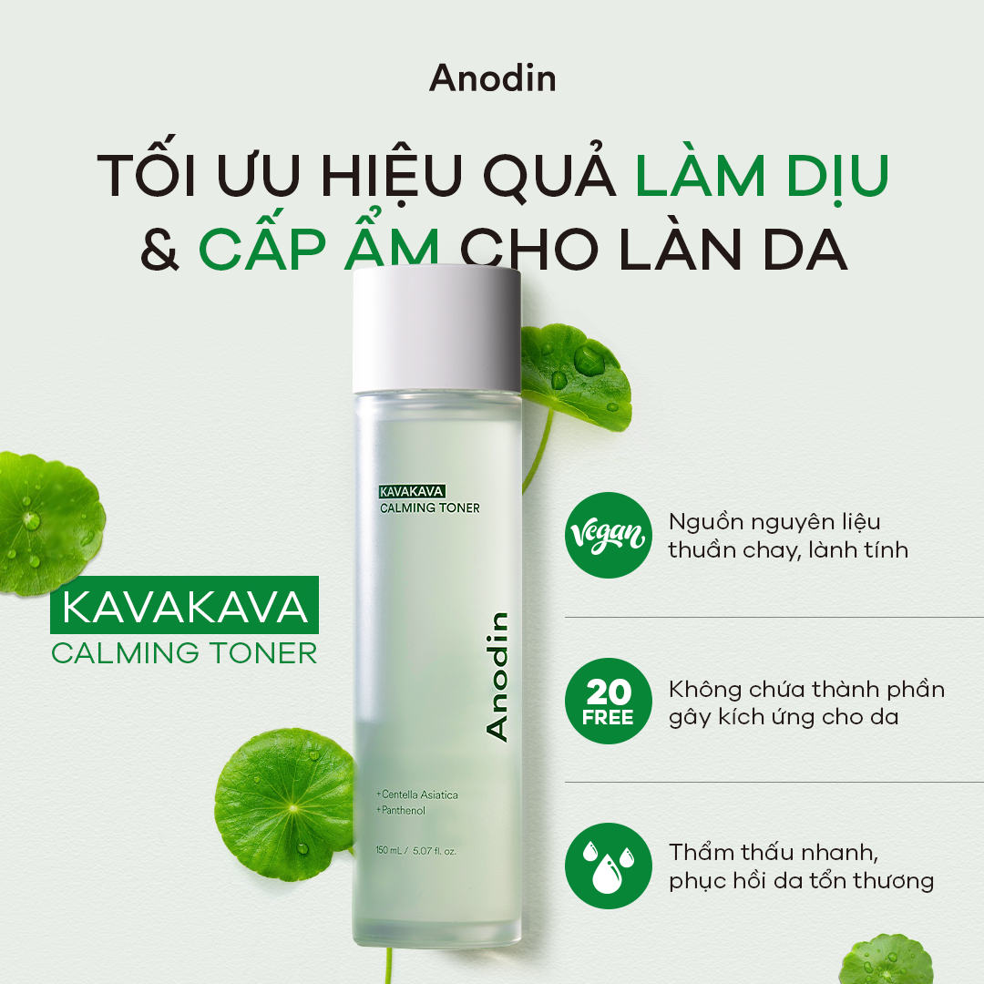 Nước cân bằng làm dịu và cấp ẩm sâu Anodin KavaKava Caliming Toner 150ml - Hàn Quốc Chính Hãng