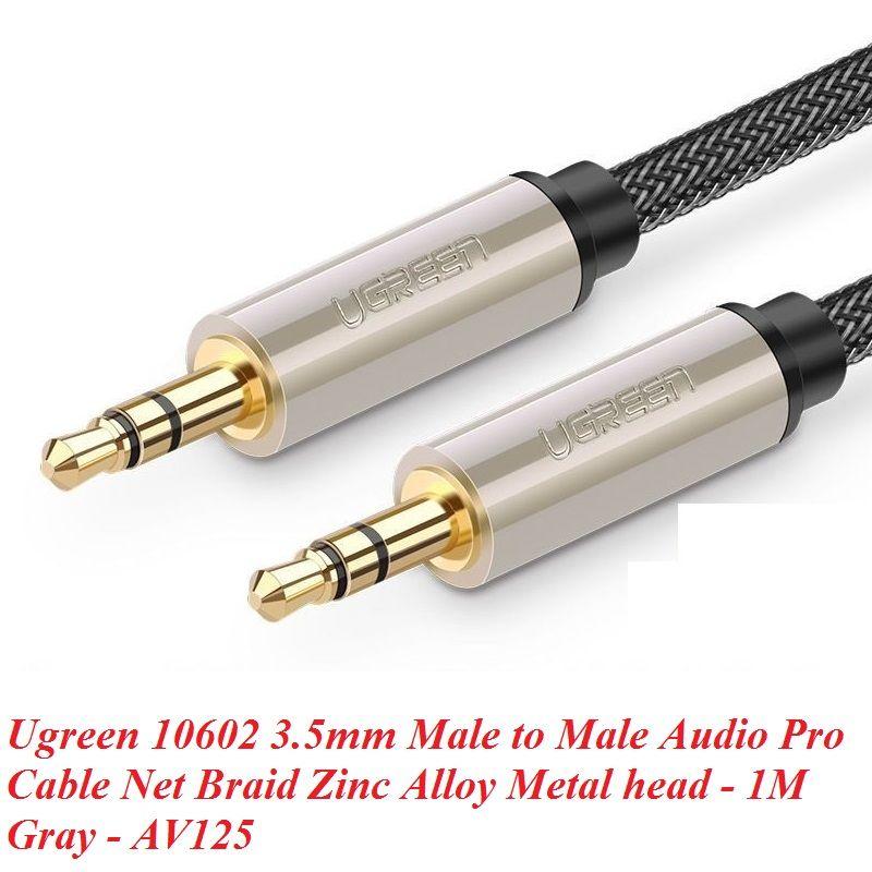 Ugreen UG10602AV125TK 1M màu xám đen cáp 3.5mm Pro audio đầu kim loại dây dù bọc chống nhiễu - HÀNG CHÍNH HÃNG