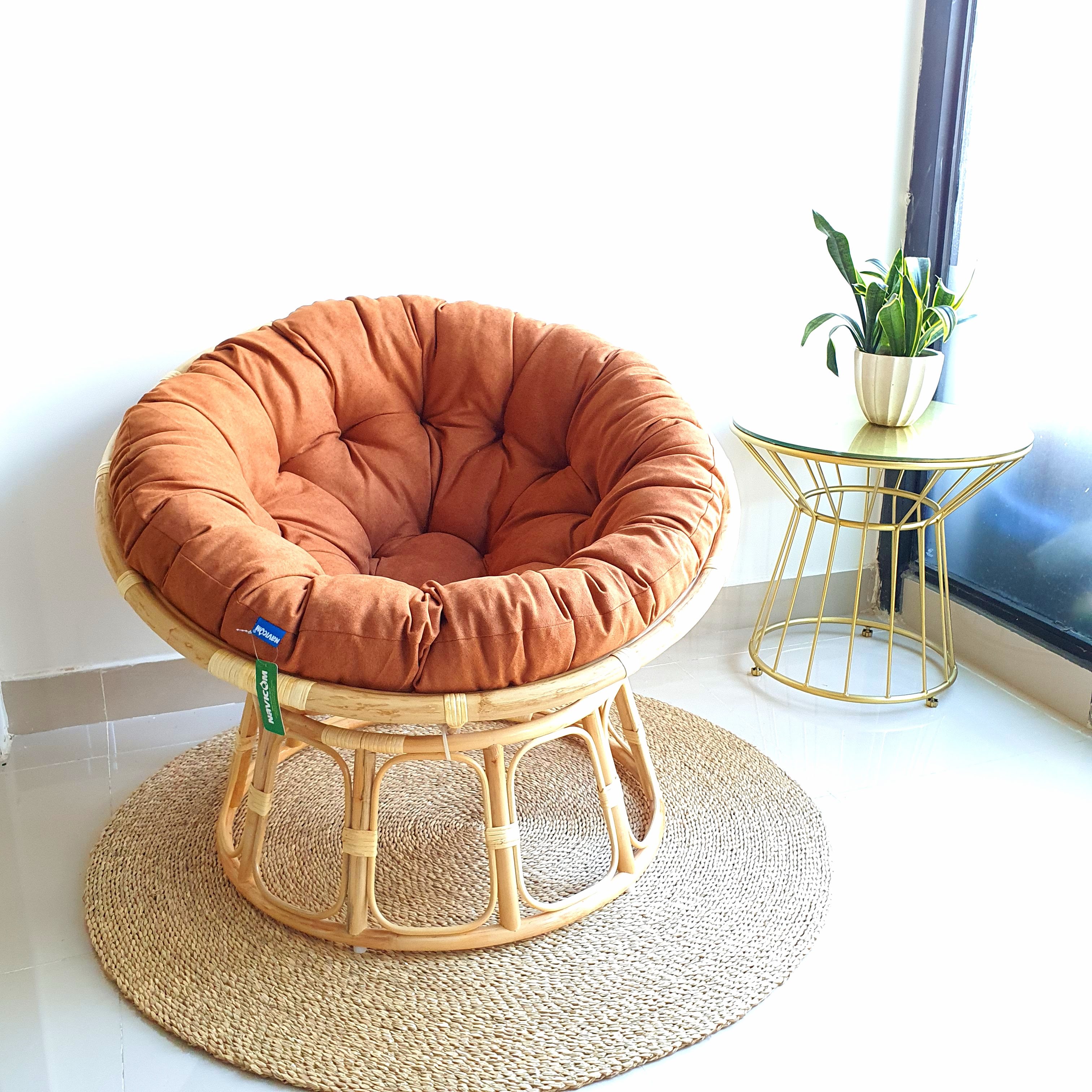 Ghế thư giãn papasan nệm vải bố cao cấp ( màu nâu)