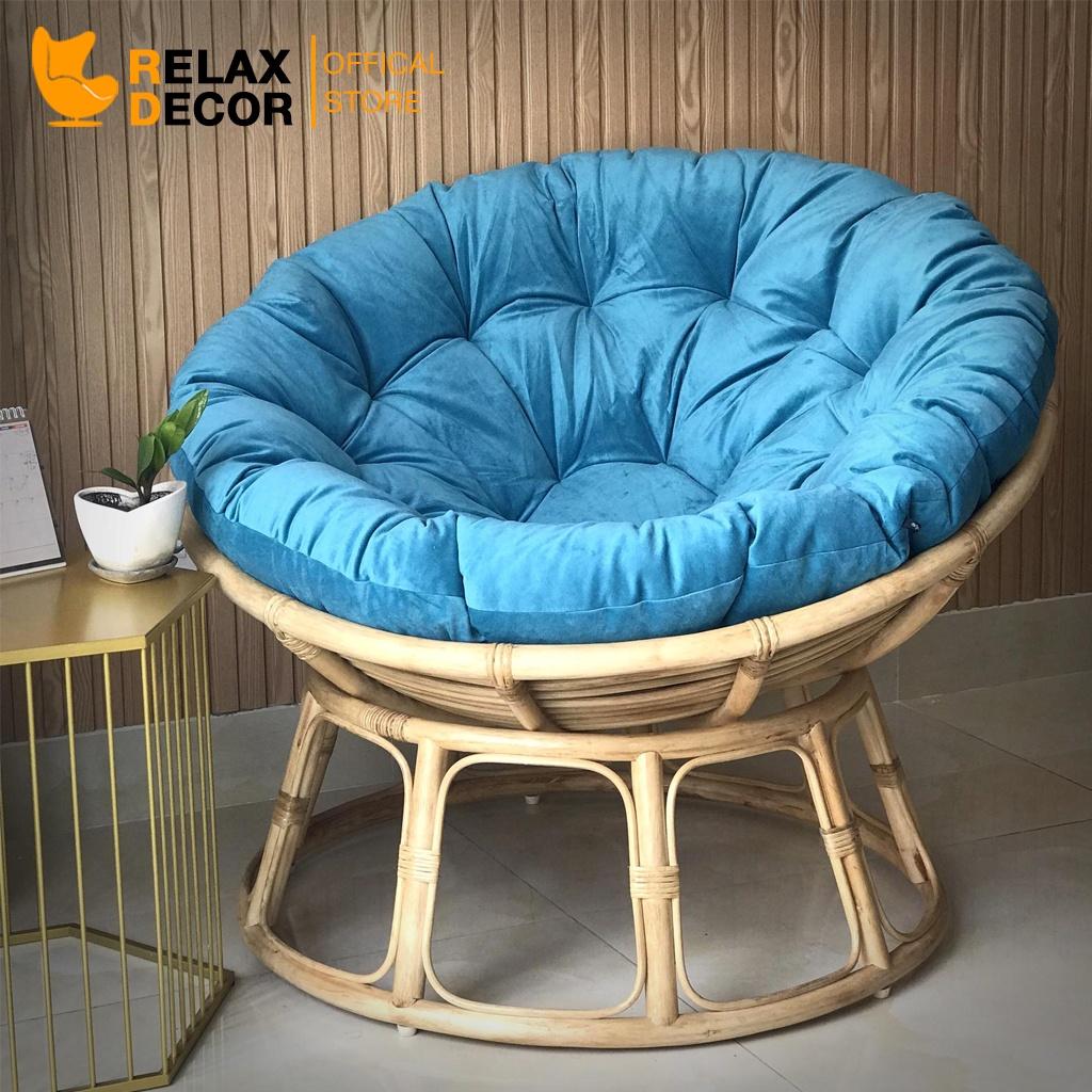 Ghế Papasan Relax Decor Mây Tự Nhiên 100% Đường Kính 100cm Ngồi Đọc Sách Thư Giãn Hàng Chính Hãng Bảo Hành 12 Tháng