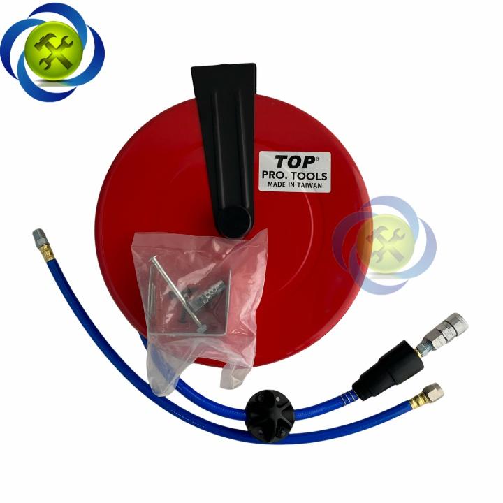 Cuộn dây hơi treo tự rút 9m TOP HR-702A ống 8mm x 12mm HỘP SẮT